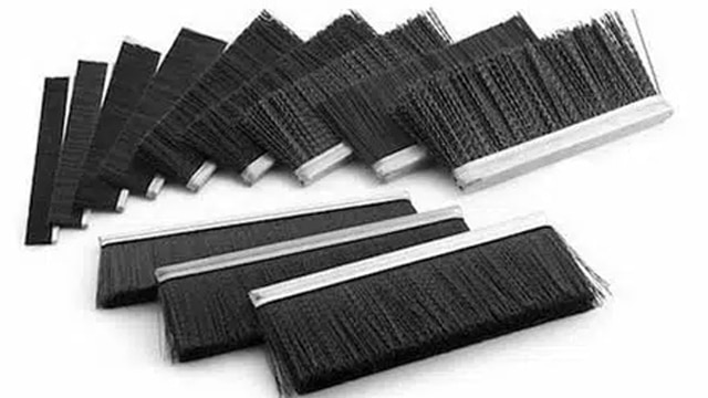 Black bristled strip brushes with silver bristle holders